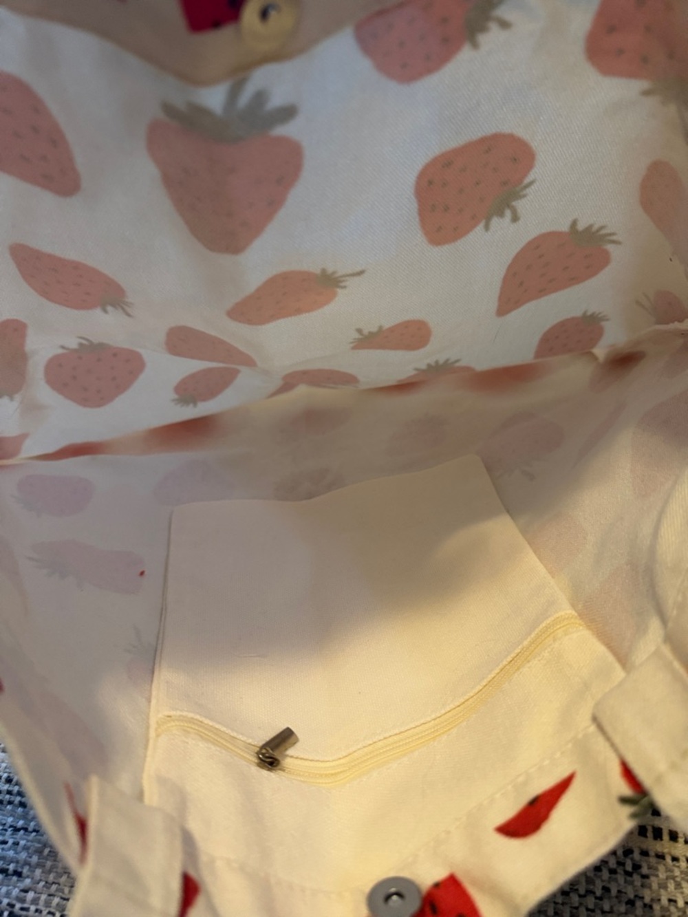 Strawberry Print Canvas Tote Bag - Picture 5 of 5